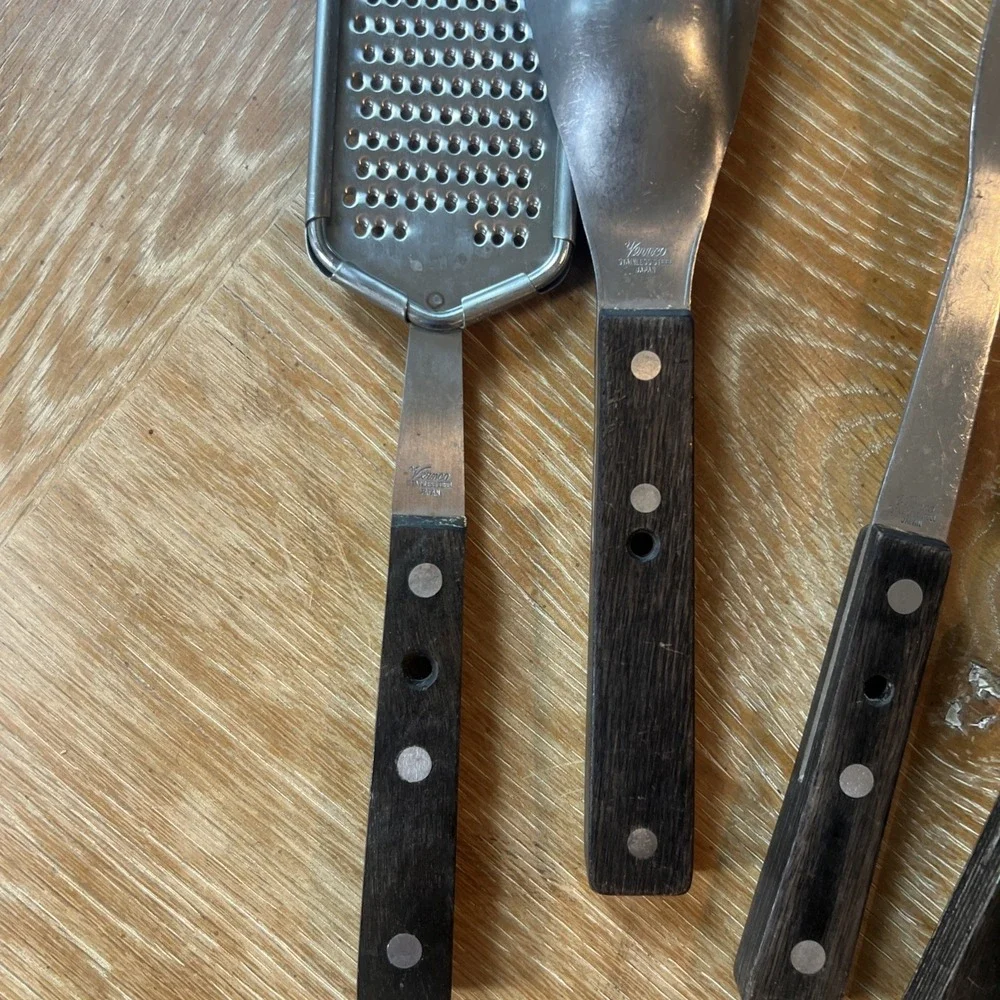 Vintage Vernco Stainless Steel Wood Handle Kitchen Utensils Lot of 5